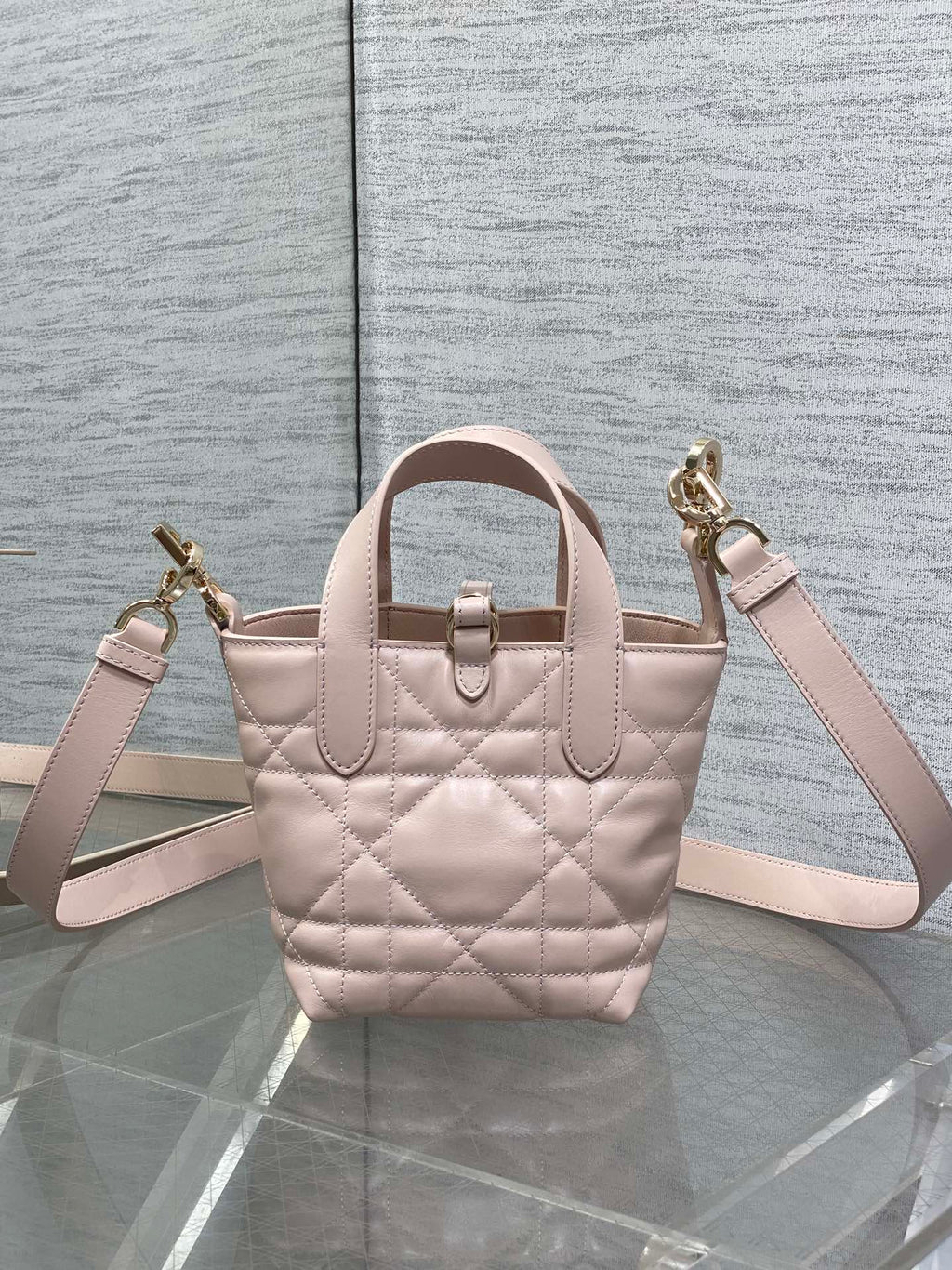 DIOR 25S ALWAYS MINI BAG 13 IN LIGHT PINK MACROCANNAGE CALFSKIN GOLD HARDWARE