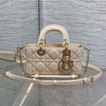 DIOR 25S MICRO LADY D-JOY 16 IN BEIGE LAMBSKIN GOLD HARDWRE