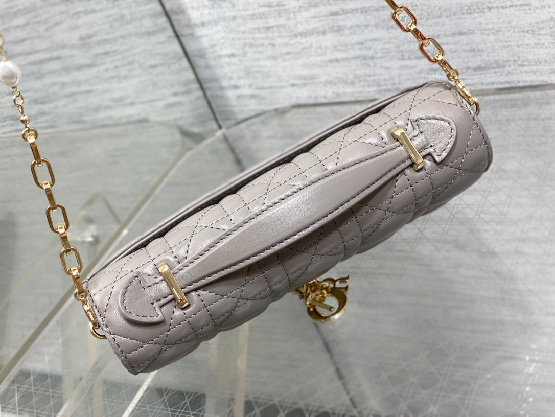 DIOR 25S DIOR TALK PHONE POUCH 21 IN DIRTY LILAC CANNAGE LAMBSKIN GOLD HARDWRE