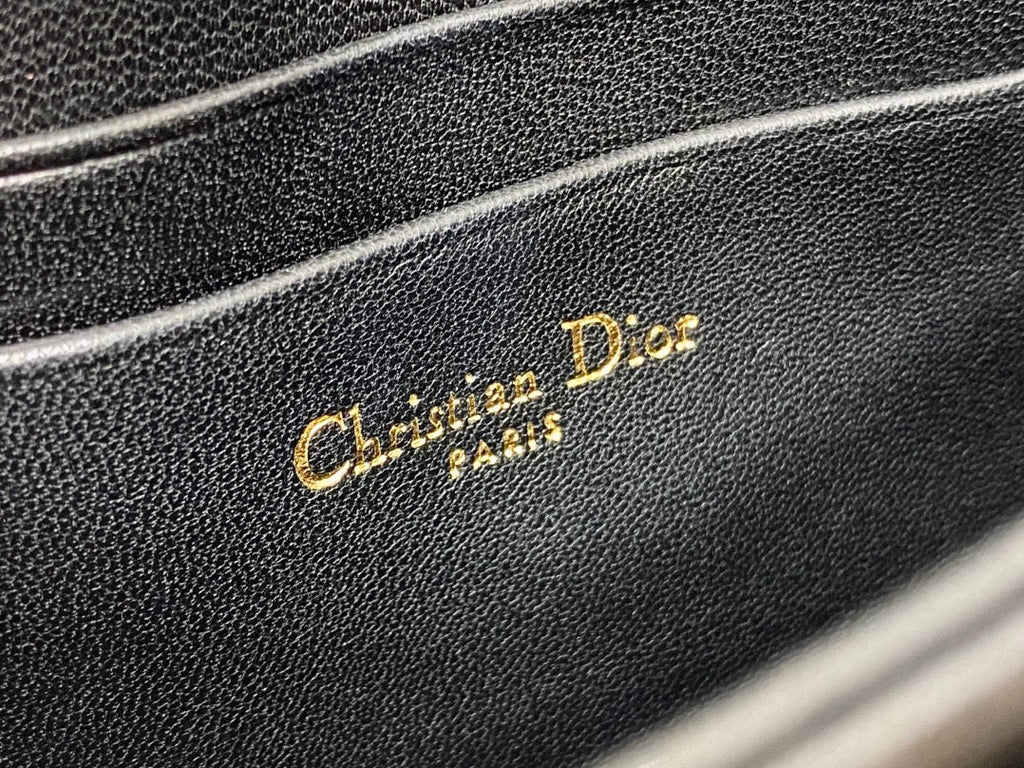 DIOR 25S DIOR TALK PHONE POUCH 21 IN BLACK CANNAGE LAMBSKIN SILVER HARDWRE