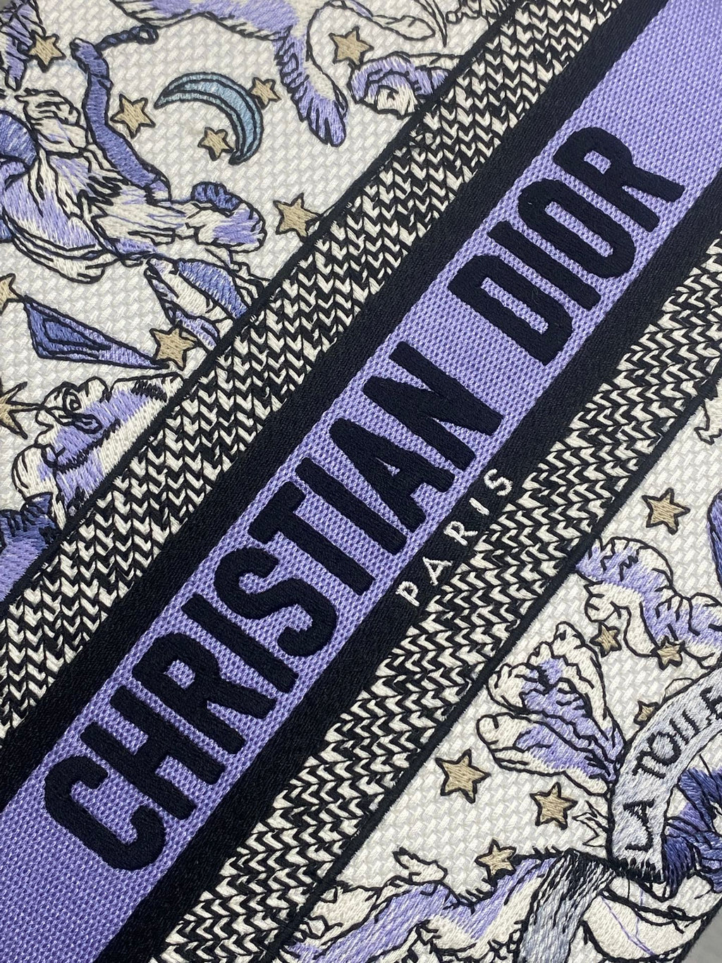 DIOR 25S SMALL LADY D-LITE BAG 24 IN PURPLE DIOR NIGHT OF DREAMS EMBROIDERY