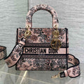 DIOR 25S SMALL LADY D-LITE BAG 24 IN PINK DIOR FLOWERS CALENDAR ALLOVER EMBROIDERY