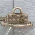 DIOR 25S MICRO LADY D-JOY 19 IN POWDER BEIGE CALFSKIN GOLD HARDWRE