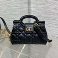 DIOR 25S JOLIE TOP HANDLE MINI BAG 18 IN BLACK CALFSKIN GOLD HARDWARE