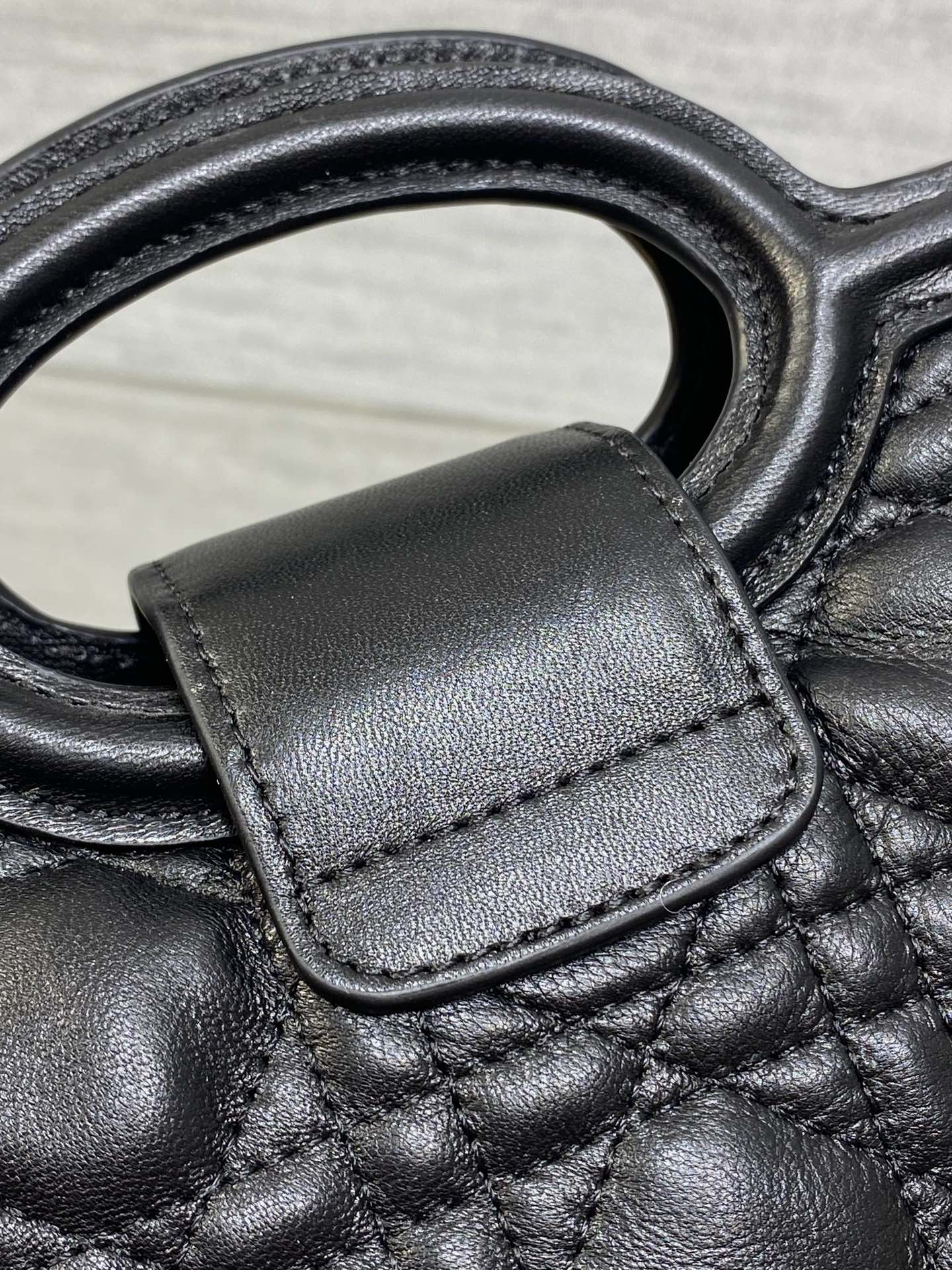 DIOR 25S JOLIE TOP HANDLE MINI BAG 18 IN BLACK CALFSKIN GOLD HARDWARE