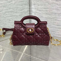 DIOR 25S JOLIE TOP HANDLE MINI BAG 18 IN BURGUNDY CALFSKIN GOLD HARDWRE