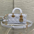 DIOR 25S SMALL LADY D‑JOY BAG 19 IN LIGHT BLUE CANNAGE CALFSKIN GOLD HARDWRE