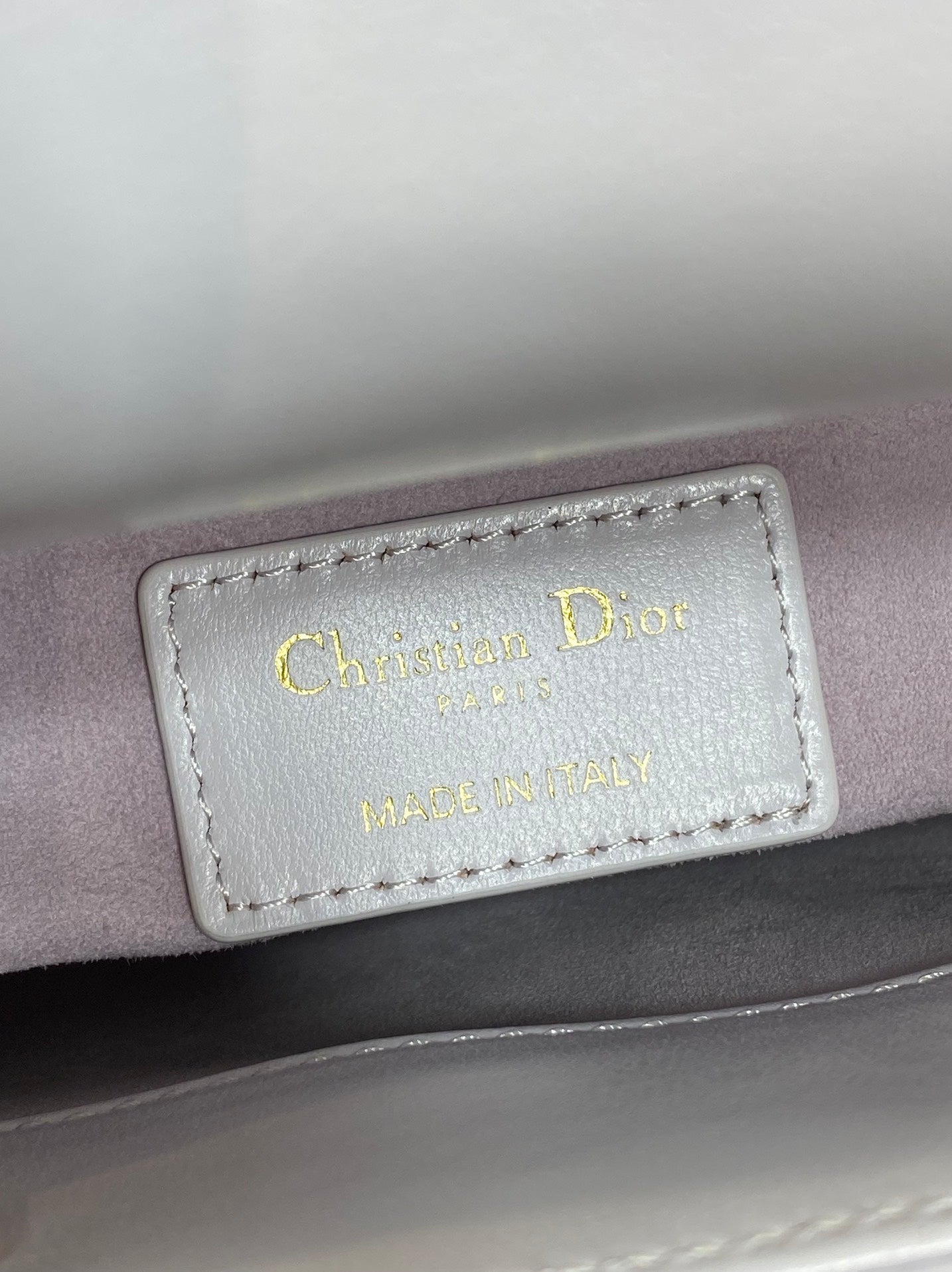 DIOR 25S MINI LADY DIOR BAG 17 IN LILAC CALFSKIN CHARM CRYSTAL EMBELLISHMENTS