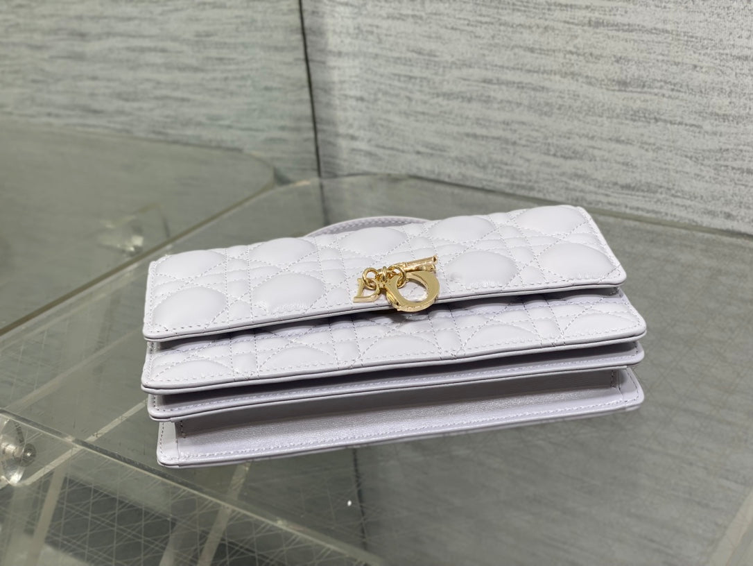 DIOR 25S DIOR TALK PHONE POUCH 21 IN PALE LILAC CALFSKIN GOLD HARDWRE