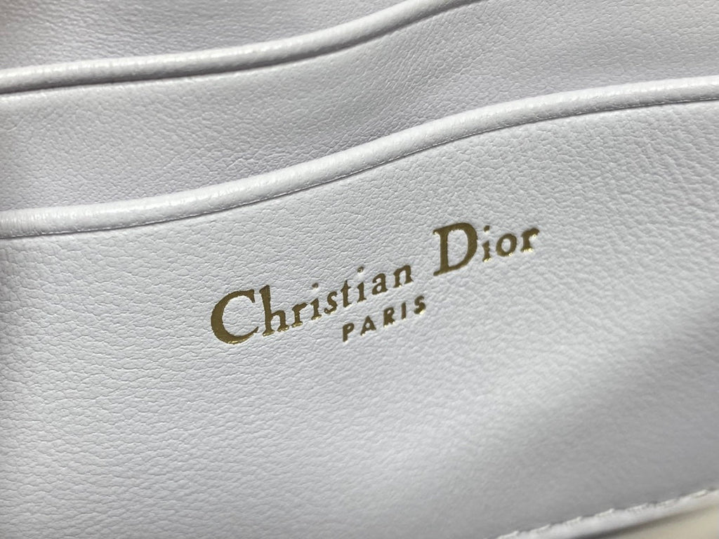 DIOR 25S DIOR TALK PHONE POUCH 21 IN PALE LILAC CALFSKIN GOLD HARDWARE