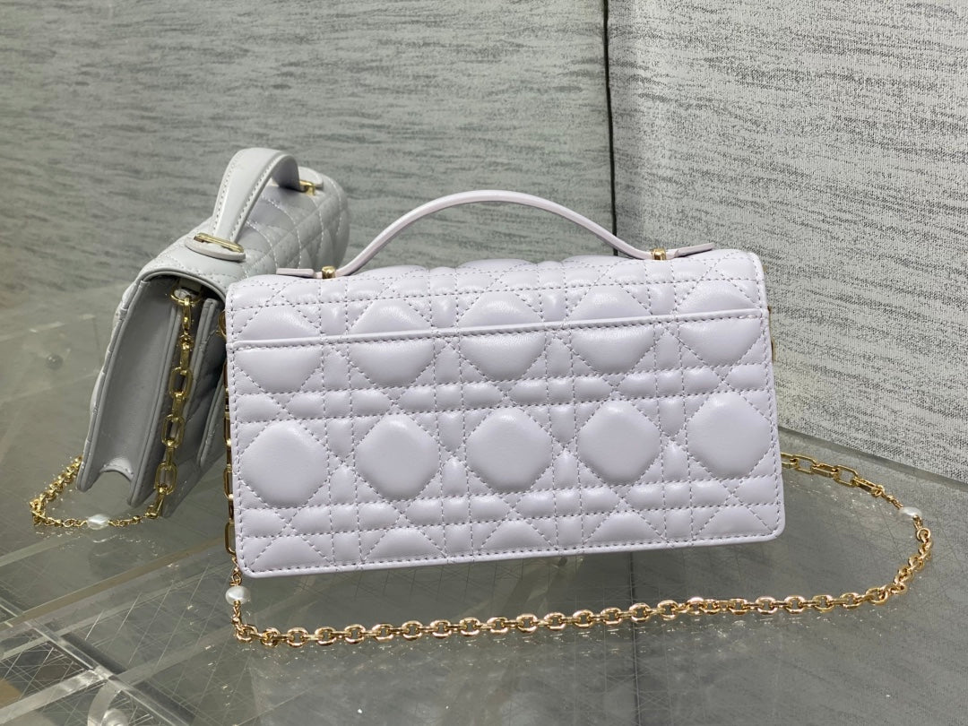 DIOR 25S DIOR TALK PHONE POUCH 21 IN PALE LILAC CALFSKIN GOLD HARDWRE