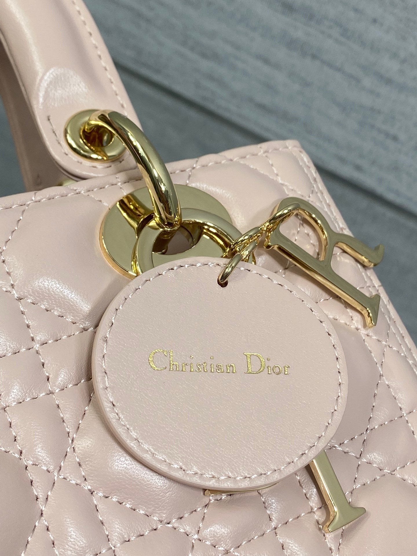 DIOR 25S MEDIUM LADY BAG 24 IN PINK CALFSKIN GOLD HARDWRE