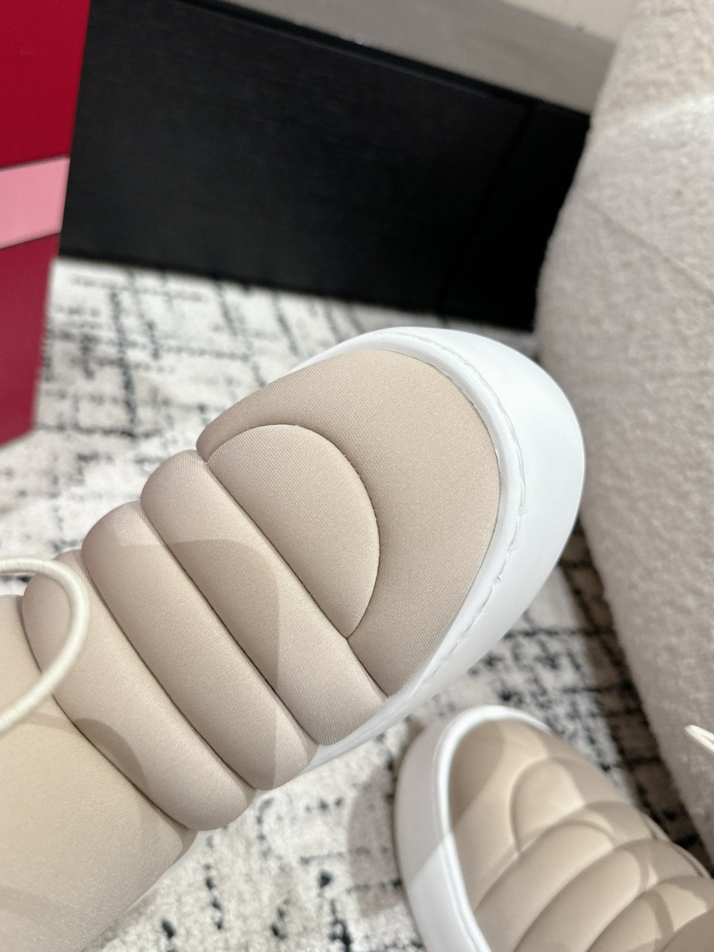 VIV' UP ANKLE BOOTS IN BEIGE TECHNICAL FABRIC FLEECE LINING