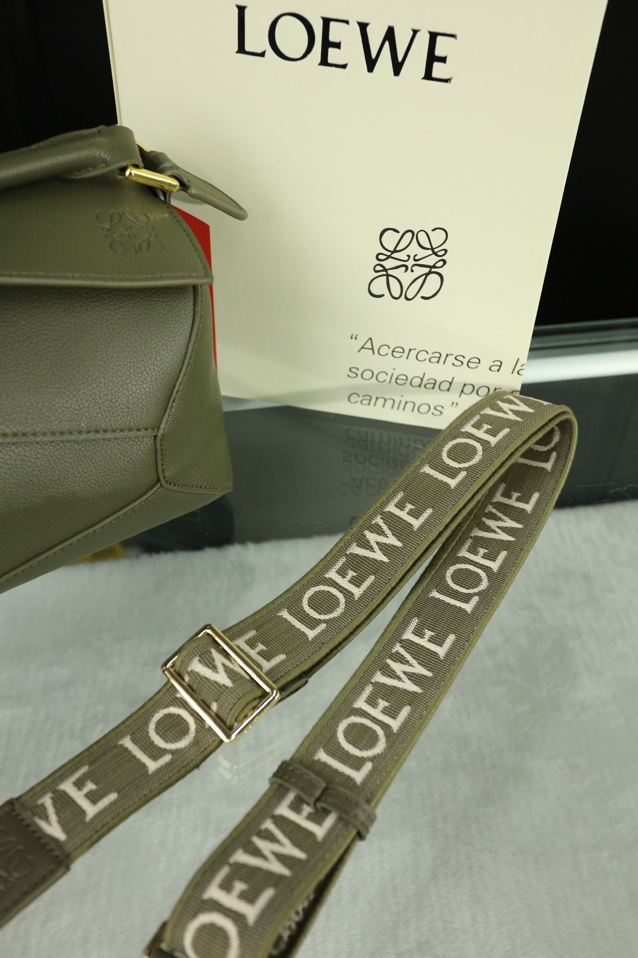 LOE MINI PUZZLE 23 BAG IN DARK OLIVE GREEN CALFSKIN - NO FABRIC STRAP