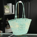 LOE SMALL ANAGRAM BASKET 28 BAG IN LIGHT BLUE IRACA PALM AND CALFSKIN