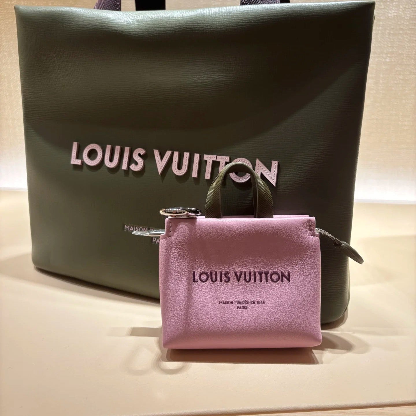 LV 25S MINI SHOPPER BAG CHARM IN PINK CALFSKIN