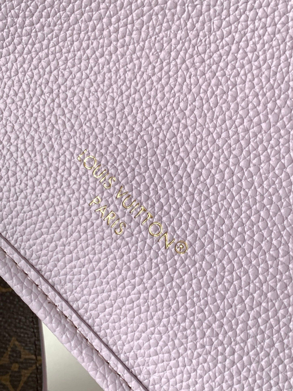 LV 25S NEVERFULL BANDOULIÈRE INSIDE OUT BB 31 IN LIGHT PURPLE AND BROWN CALFSKIN