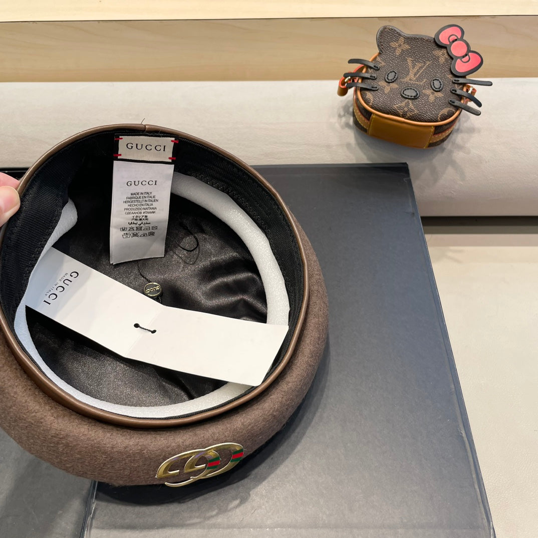 BERET HAT IN WENGE BROWN WOOL 406888