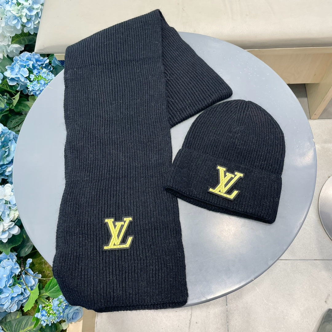 SET SCARF AND HAT IN BLACK WOOL 406533