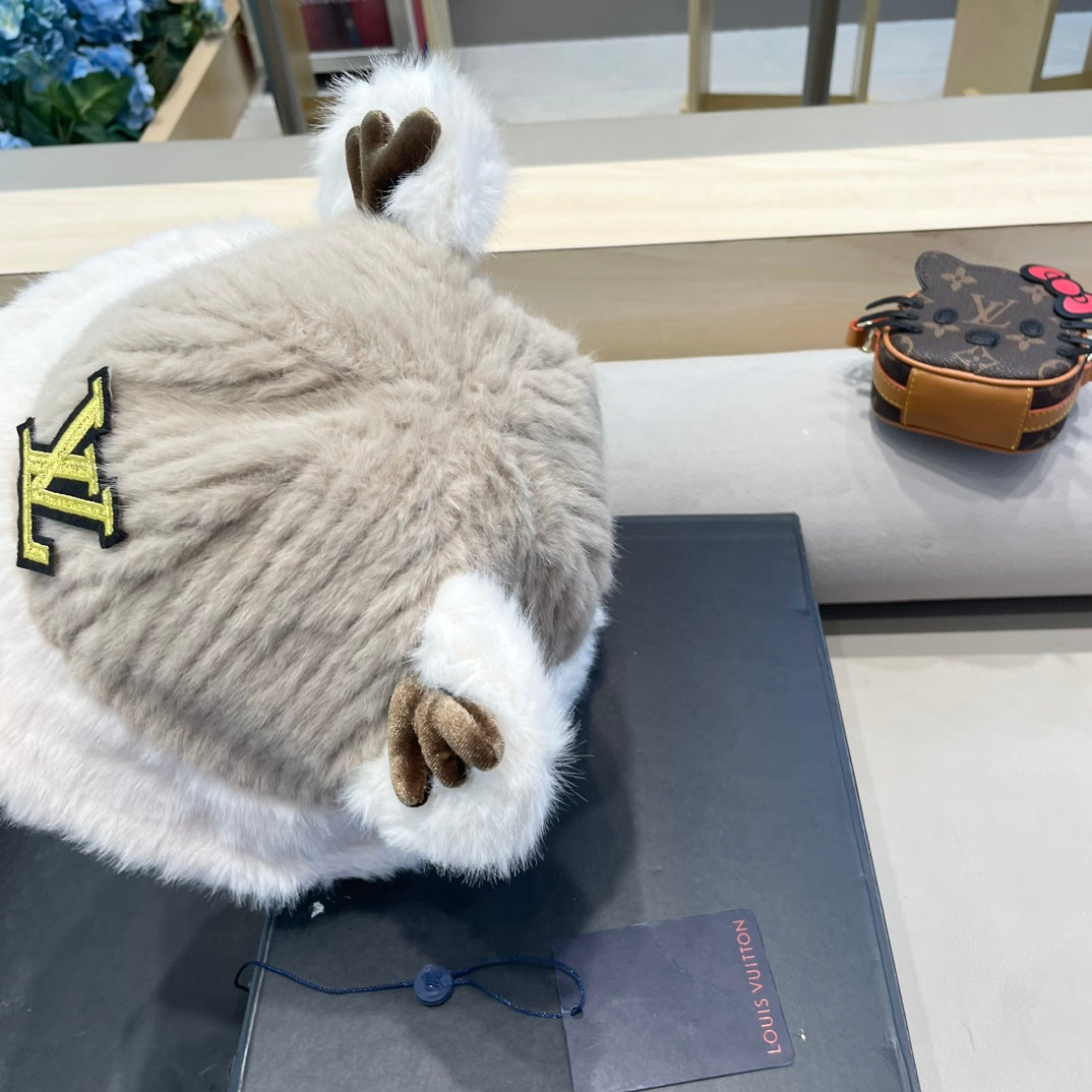 FISHERMAN HAT IN ECRU BEIGE MIX WHITE WOOL AND RABBIT FUR 409758