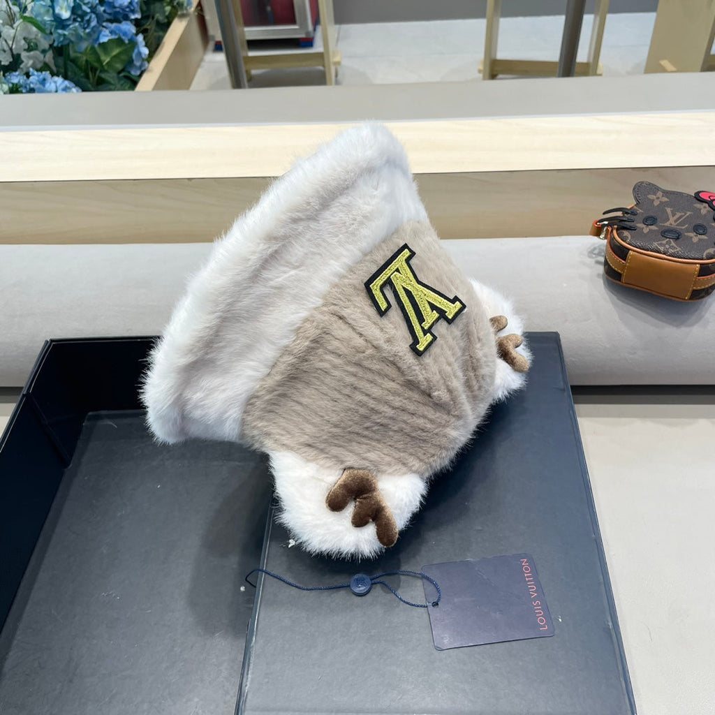 FISHERMAN HAT IN ECRU BEIGE MIX WHITE WOOL AND RABBIT FUR 409758