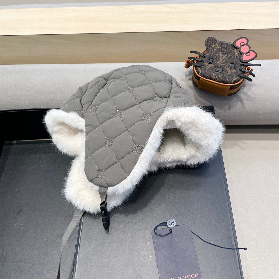 TRAPPER HAT IN GRAY COTTON 411229