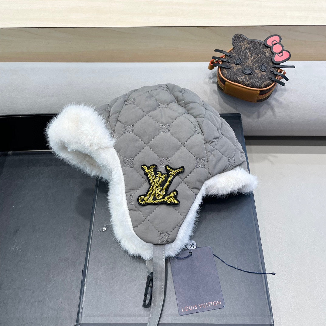 TRAPPER HAT IN GRAY COTTON 411229