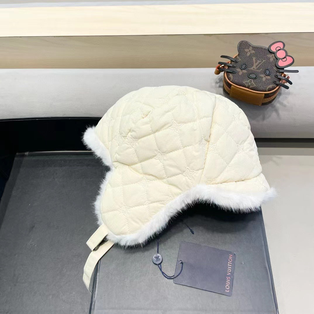 TRAPPER HAT IN BEIGE COTTON 411230