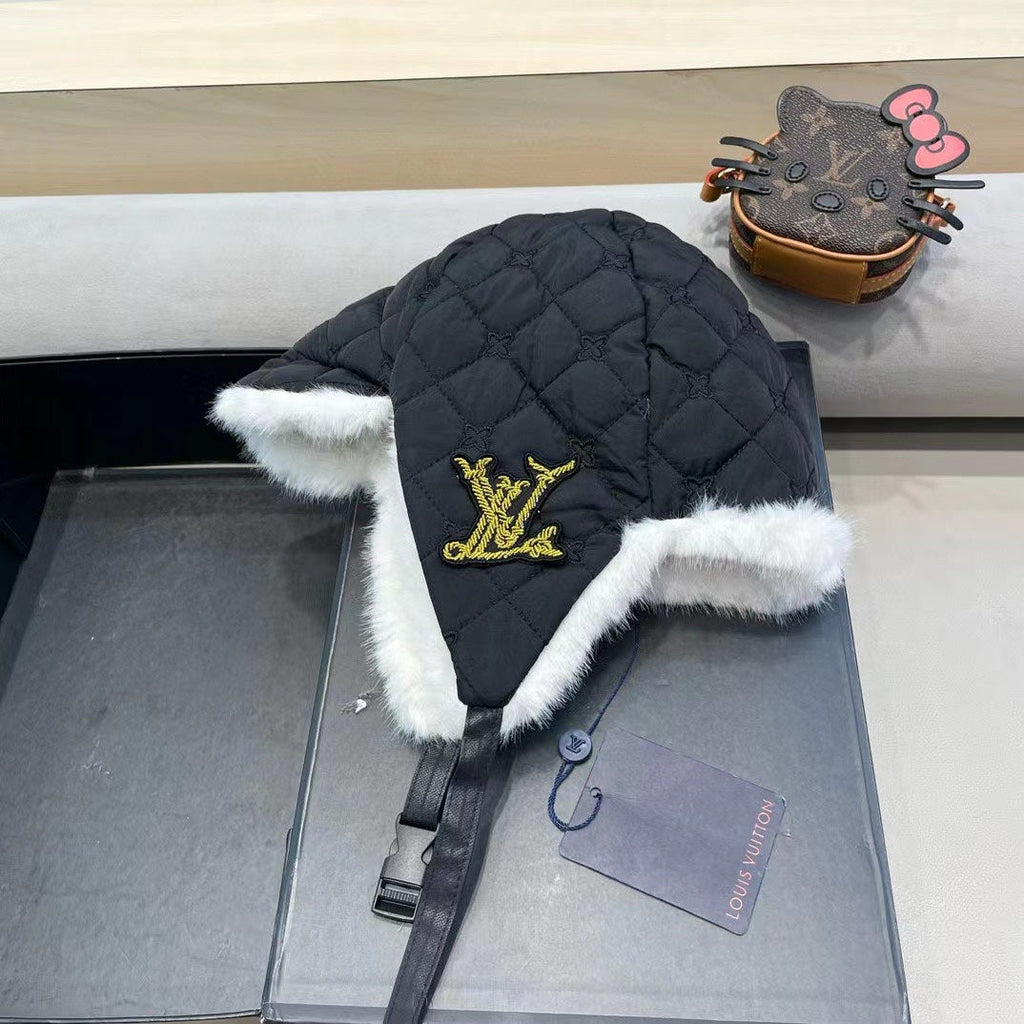 TRAPPER HAT IN BLACK COTTON 411231