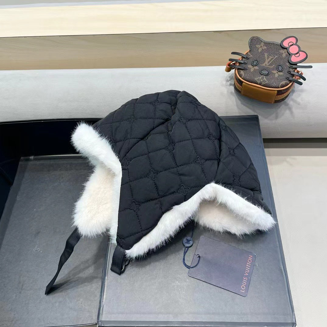 TRAPPER HAT IN BLACK COTTON 411231