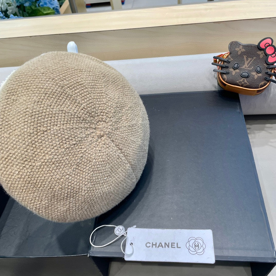 BERET HAT IN ECRU TAN COTTON AND LINEN 417834