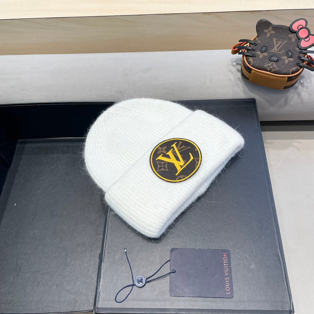 KNITTED BEANIE HAT IN WHITE WOOL AND RABBIT FUR 417753