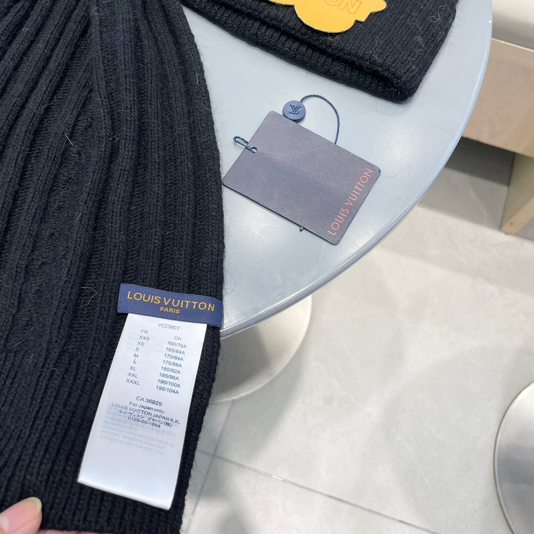 SET SCARF AND HAT IN BLACK WOOL 419147