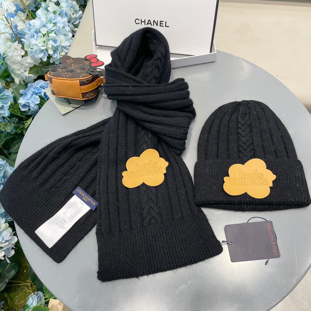 SET SCARF AND HAT IN BLACK WOOL 419147