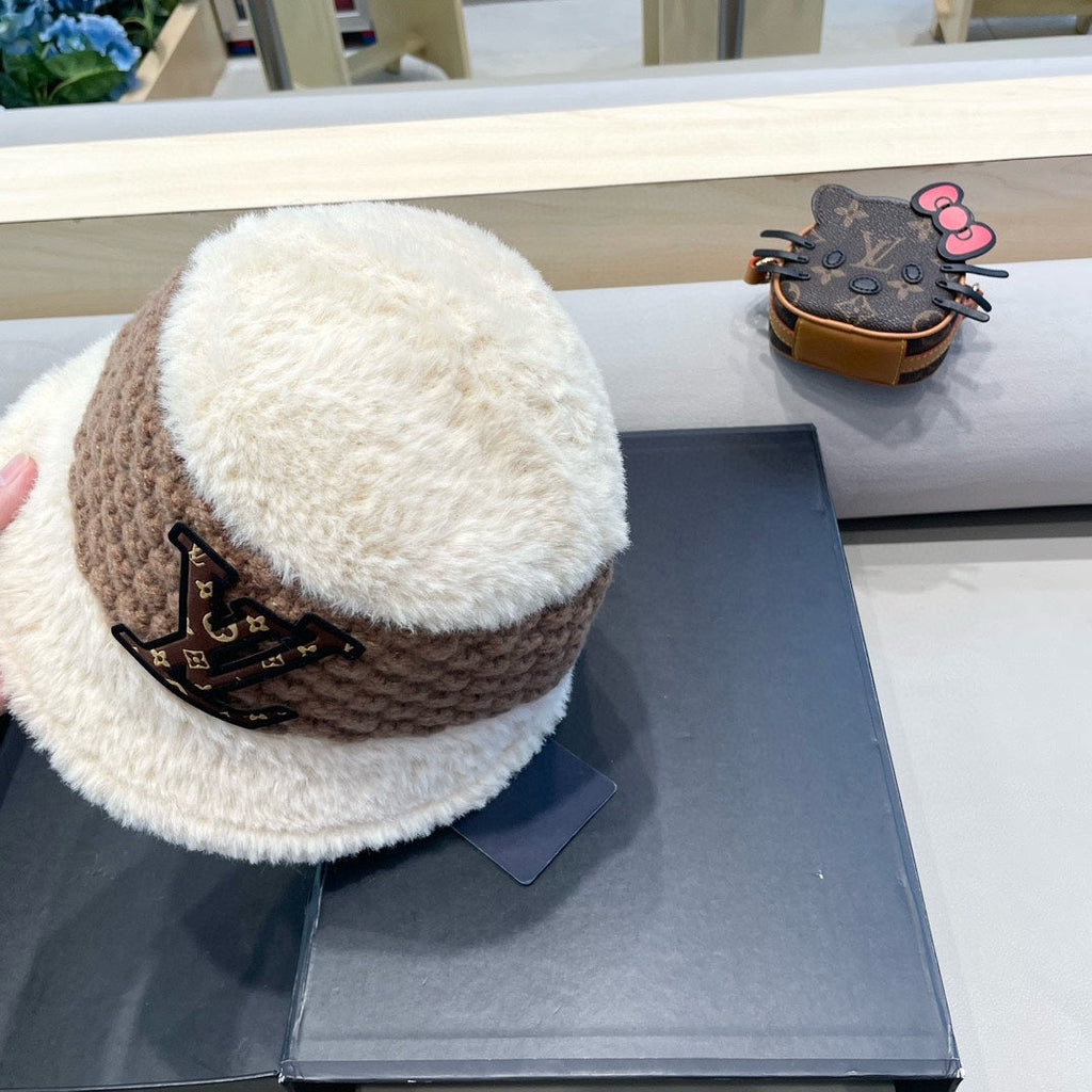 BUCKET HAT IN WHITE MIX BROWN WOOL 421037