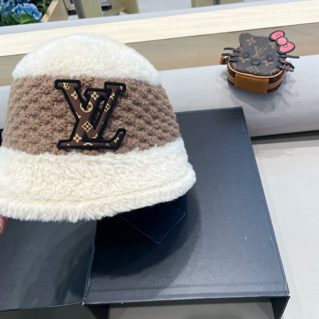 BUCKET HAT IN WHITE MIX BROWN WOOL 421037