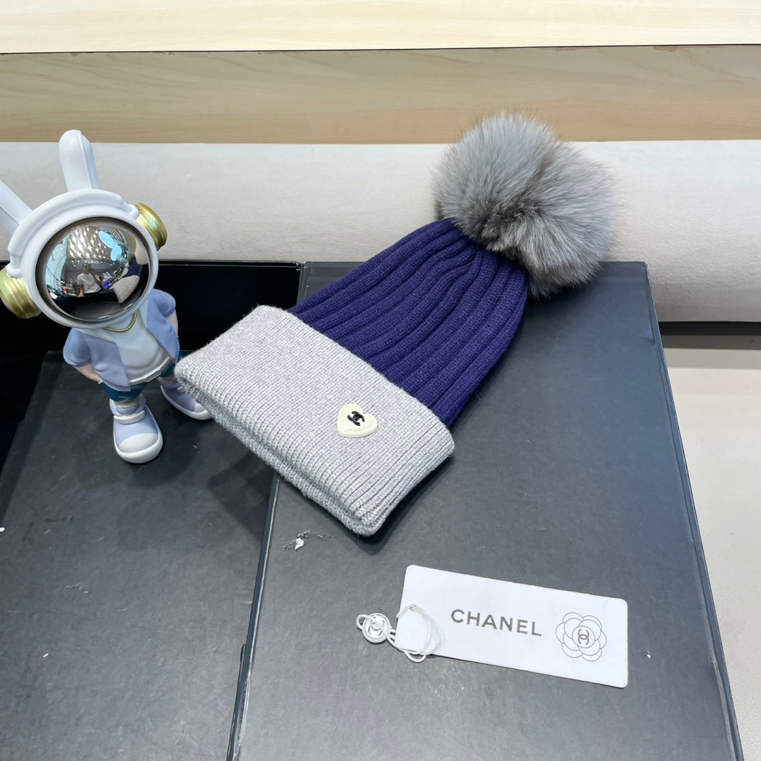 BEANIE HAT IN BERRY BLUE MIX LIGHT GRAY WOOL 421052