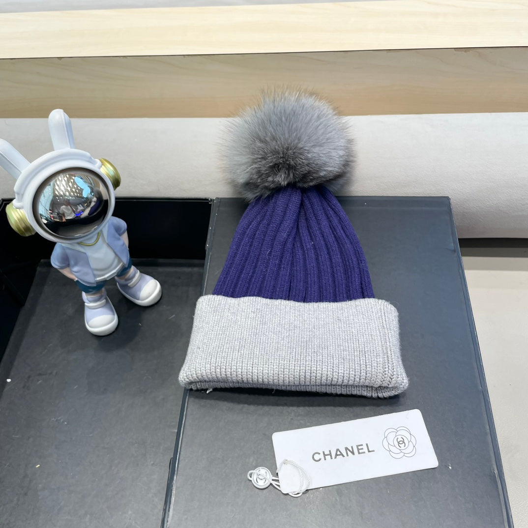 BEANIE HAT IN BERRY BLUE MIX LIGHT GRAY WOOL 421052