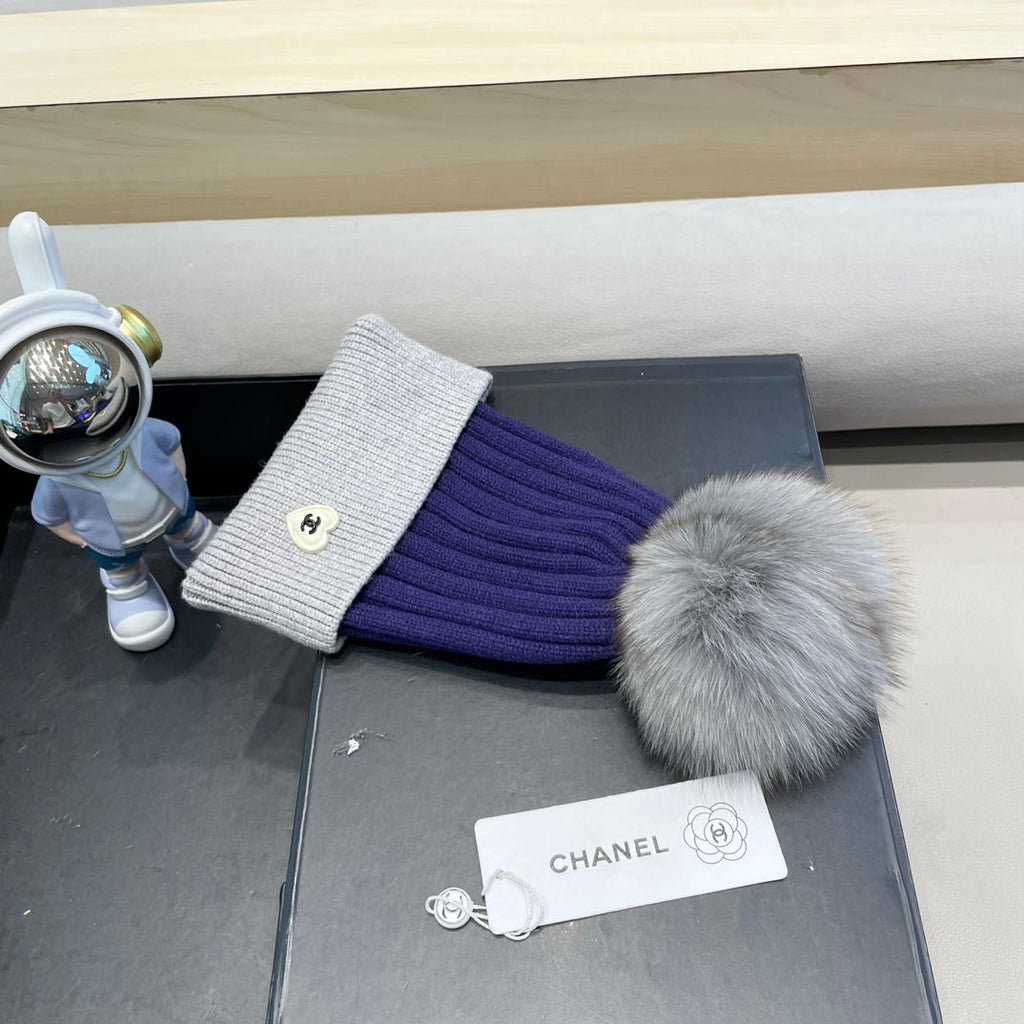 BEANIE HAT IN BERRY BLUE MIX LIGHT GRAY WOOL 421052