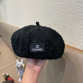 BERET HAT IN BLACK WOOL TWEED 422554