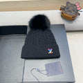KNITTED BEANIE HAT IN BLACK WOOL 426217