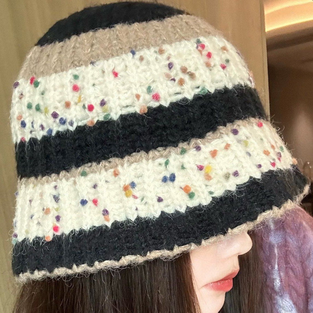 STRIPED KNITTED BUCKET HAT COLORFUL 428100
