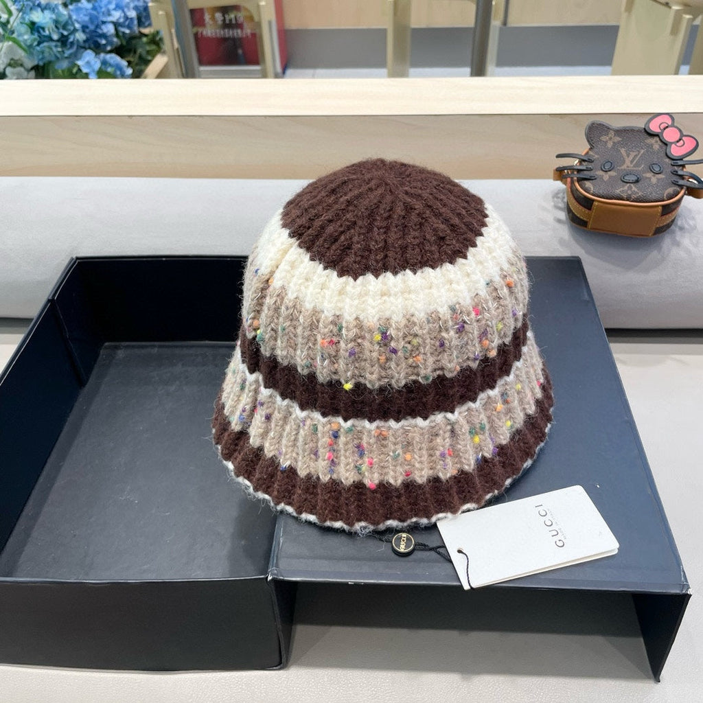 STRIPED KNITTED BUCKET HAT COLORFUL 428102
