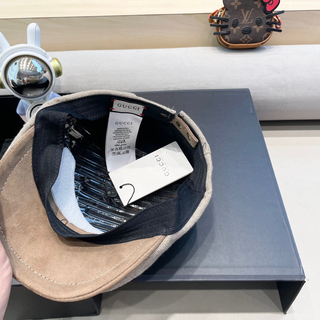 BERET RETRO HAT IN KHAKI BROWN CASHMERE 431369