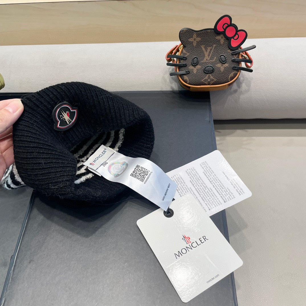 BEANIE HAT IN STELL BLACK MIX WHITE CASHMERE 436730