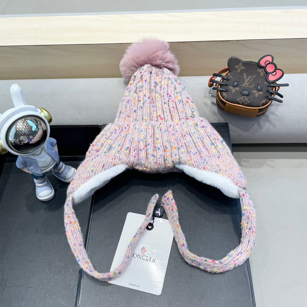 BEANIE HAT IN LIGHT PINK WOOL LINED WITH FLEECE 436776