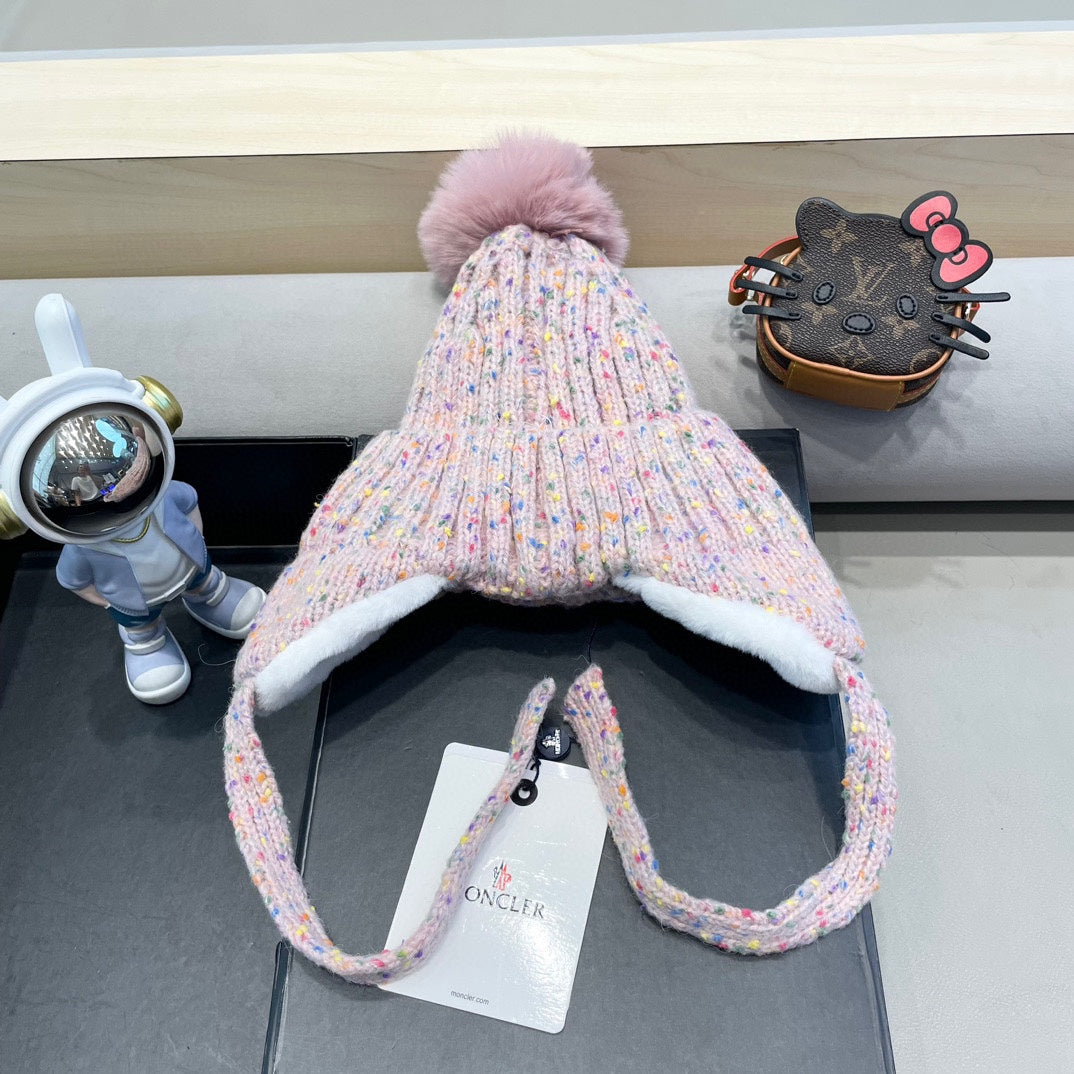 BEANIE HAT IN LIGHT PINK WOOL LINED WITH FLEECE 436776