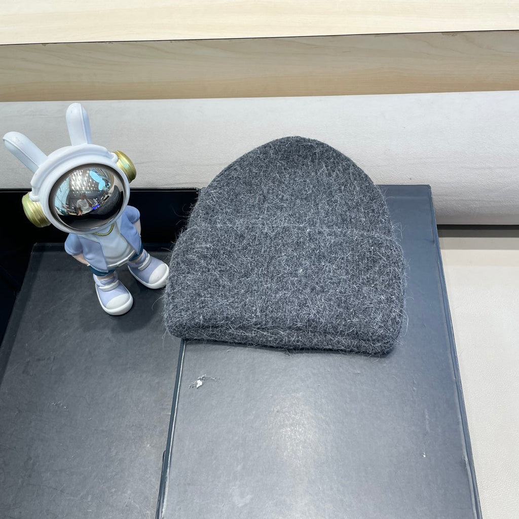 BEANIE HAT IN GRAPHITE GRAY WOOL 438121