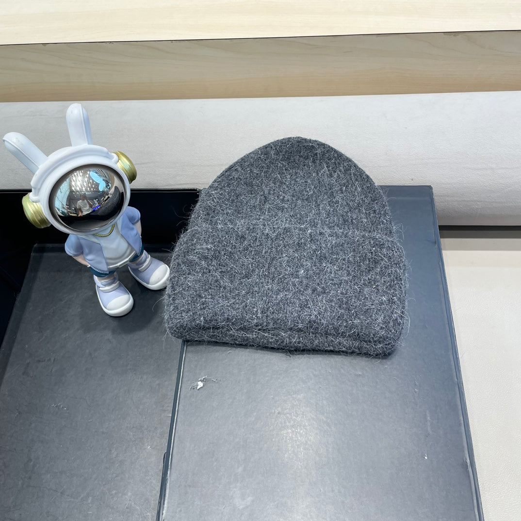 BEANIE HAT IN GRAPHITE GRAY WOOL 438121