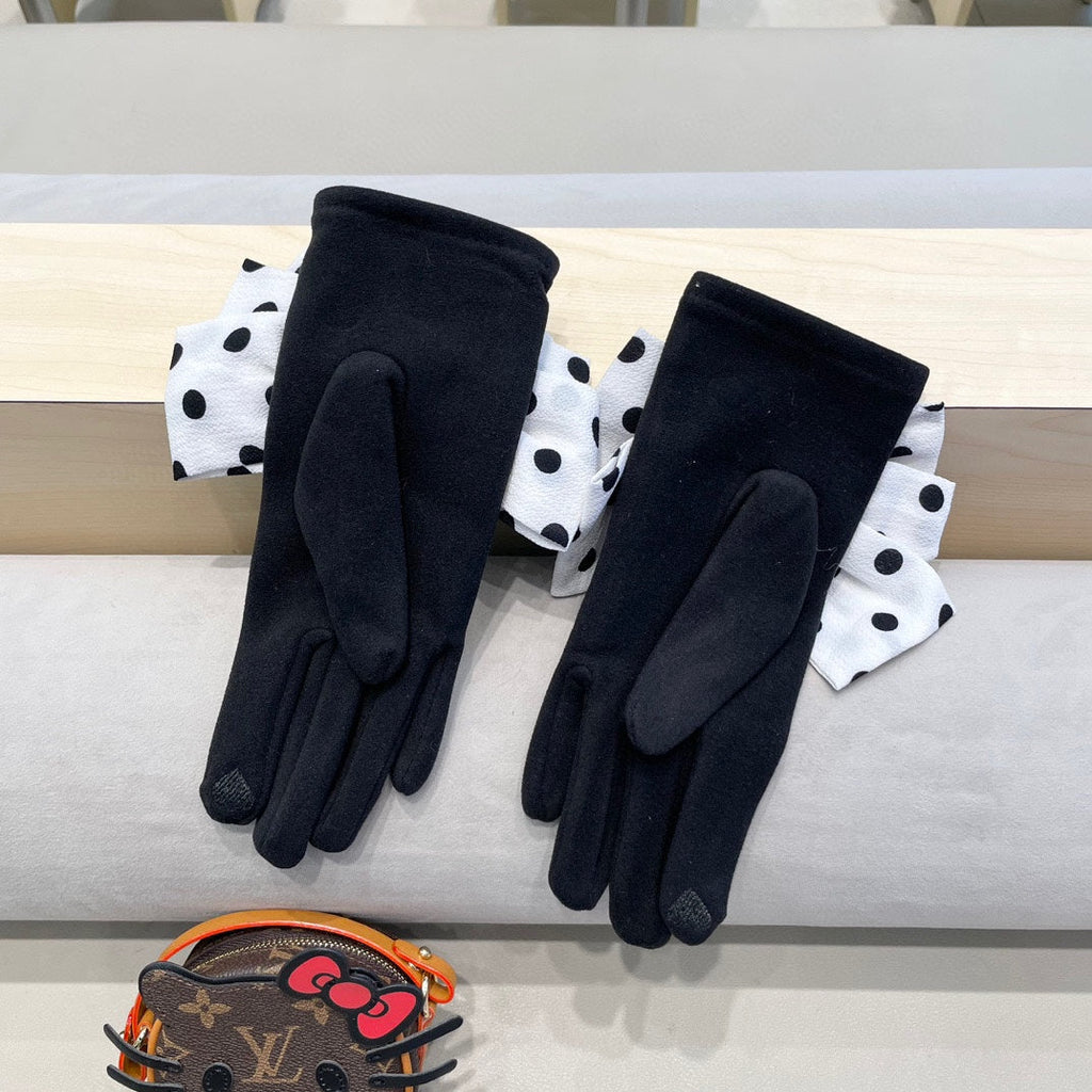 GLOVES IN BLACK MIX WHITE WOOL 454572